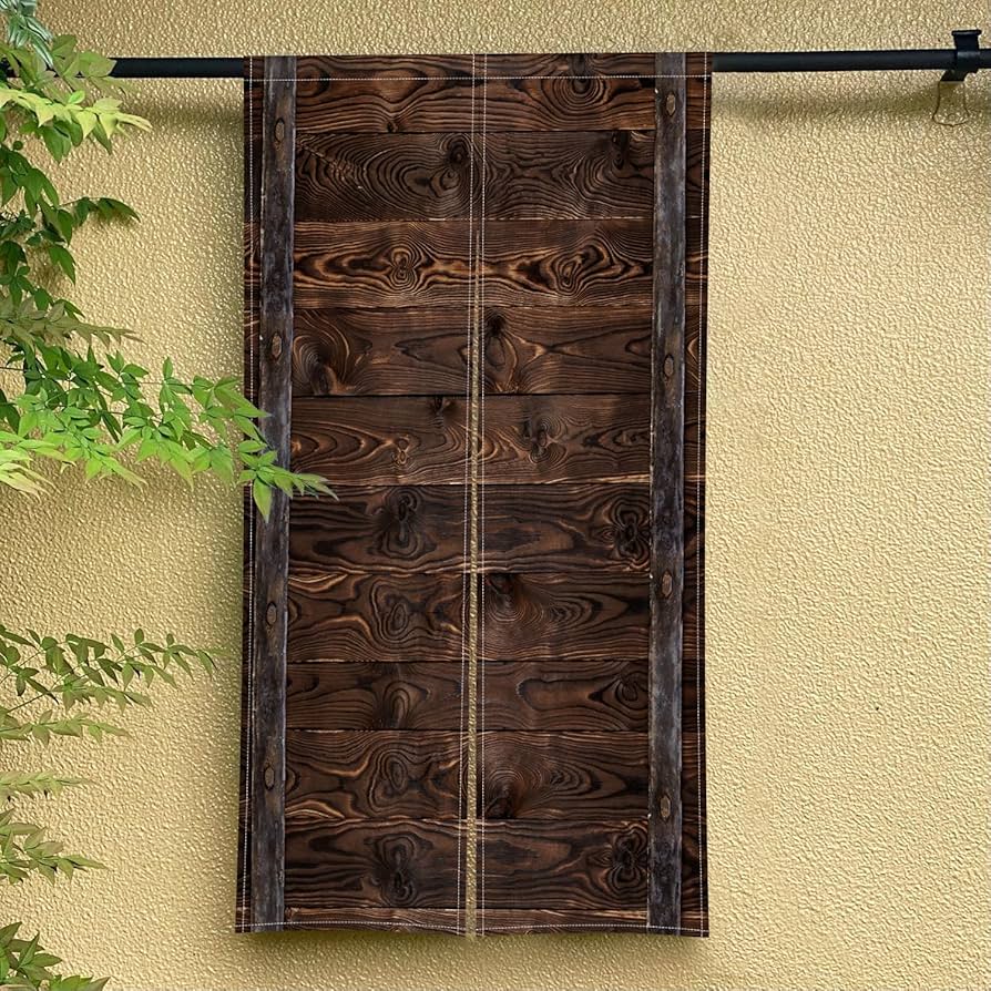 Amazon｜Qinunipoto 暖簾 木目 木の板の柄 のれん シンプル風 幅